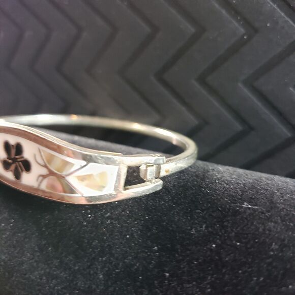 Native Mosaic Abalone Shell Floral Bracelet Mexico Vintage Bohemian Jewelry - Picture 6 of 8